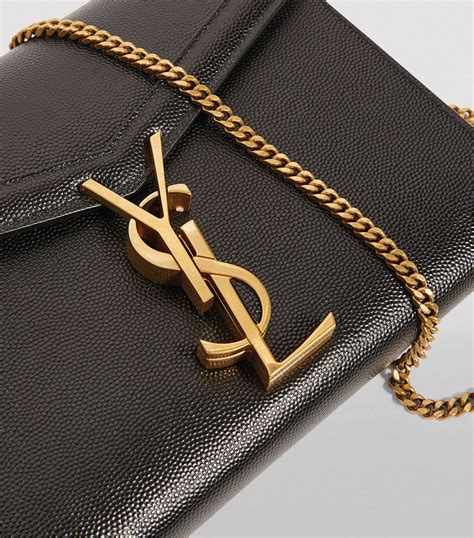 Saint Laurent Cassandra Leather Wallet on a Chain .